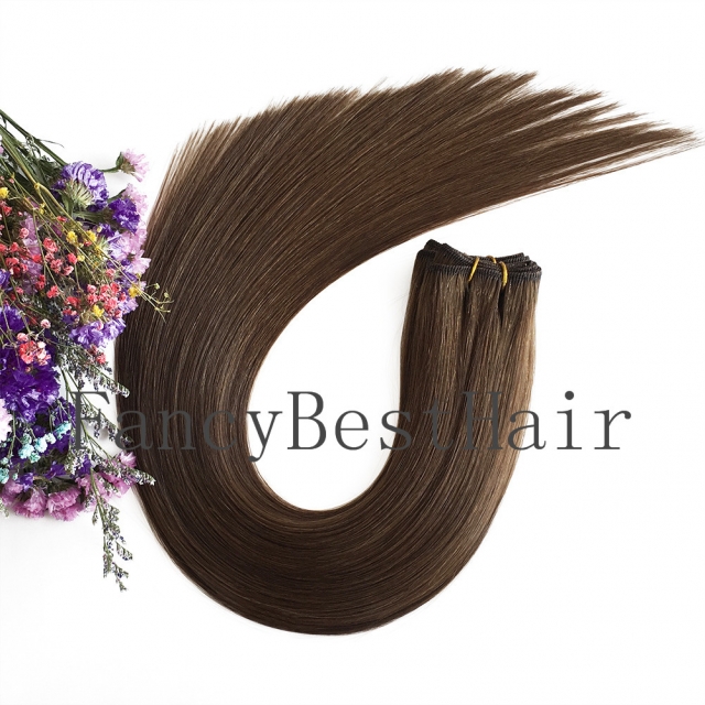 #6 Chestnut Brown Machine Weft Hair
